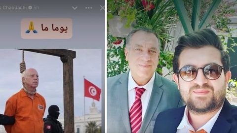A controversial photo of the Tunisian president posted by a political activist